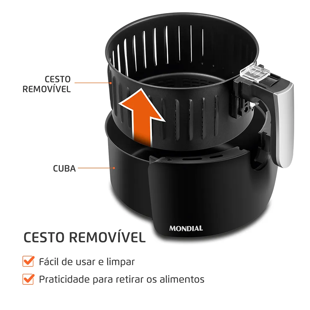 Air Fryer Mondial AF-30 é boa? Vale a pena em 2026? 2 Fritadeira elétrica com cesto removível