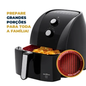 Air Fryer Mondial vs Britânia: qual vale mais a pena em 2026? 3 Fritadeira elétrica com porções grandes.